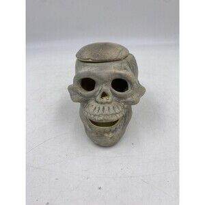 Small Ceramic Skull Head Candle Light Holder